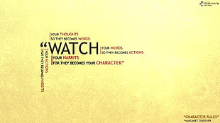 Character Rules digital wallpaper, quote, inspirational