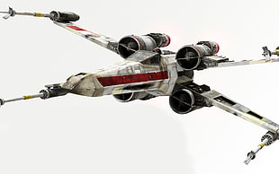 white and red spaceship illustration, X-wing, Star Wars, spaceship