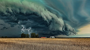 thunderstorm and lightning, photography, nature, landscape, Supercell
