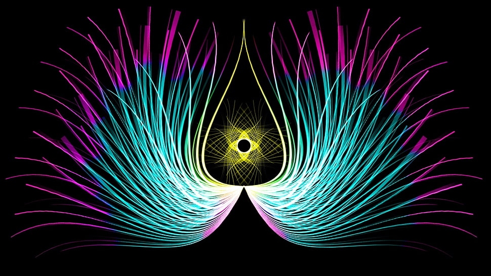 purple and teal line illustration HD wallpaper