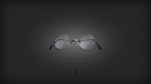 round eyeglasses with silver-colored frames, Steve Jobs, goggles,  grey, apples