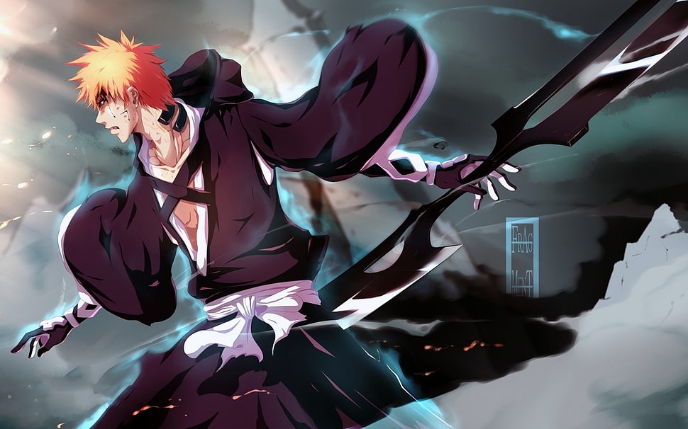 Bleach Ichigo Kurosaki, Kurosaki Ichigo, Bleach, anime boys, weapon HD ...