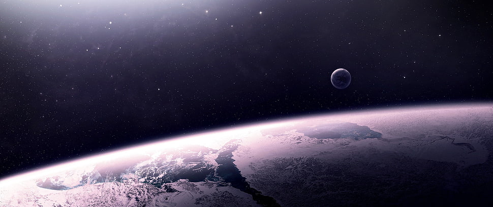 galaxy universe, space art, planet, multiple display HD wallpaper