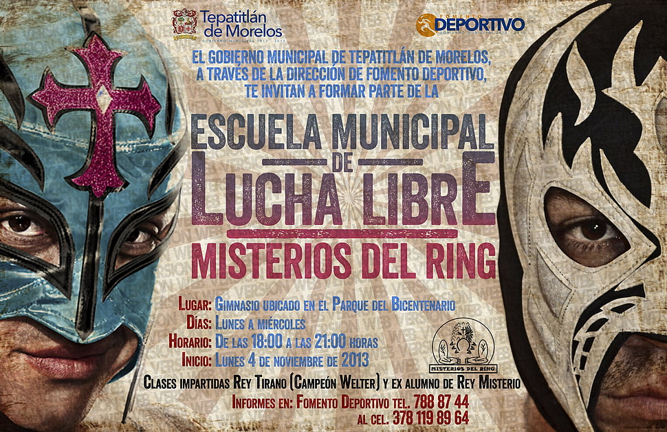 brown and black printed textile, Lucha Libre, poster, school HD wallpaper