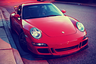 red sports coupe, car, Porsche 911, red cars, vehicle