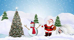 Santa Claus and Snow Man illustration
