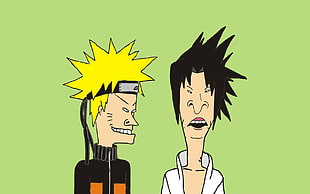 Uzumaki Naruto and Uchiha Sasuke paint illustration