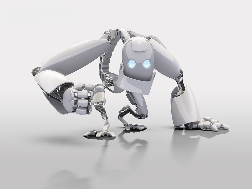 white robot toy, render, CGI, robot, 3D HD wallpaper