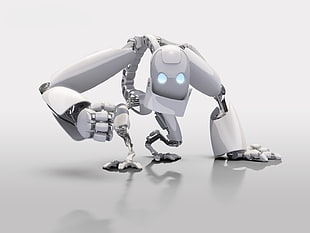 white robot toy, render, CGI, robot, 3D
