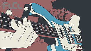 person playing guitar poster, FLCL, Haruhara Haruko