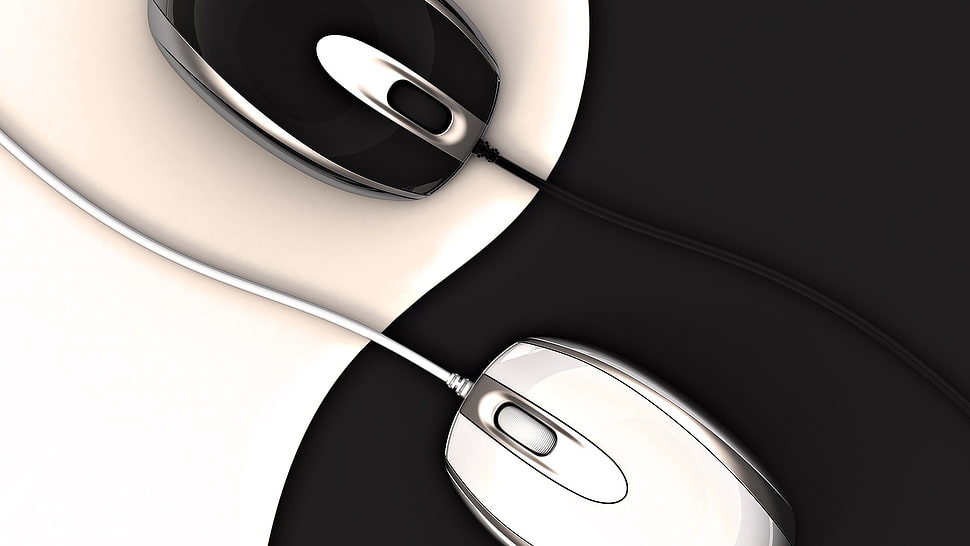 illustration of Yin Yang computer mouses and mat HD wallpaper