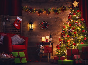photo of room full of Christmas decors HD wallpaper