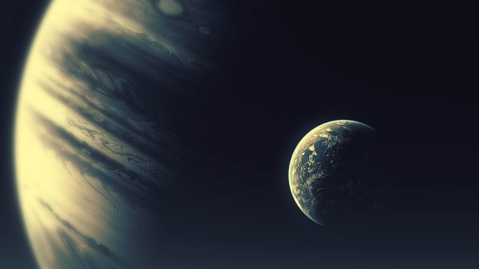 round blue planet, space, render, planet, Moon HD wallpaper