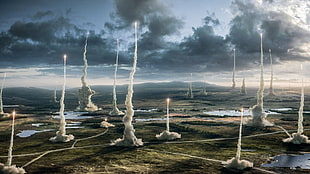 missiles launching illustration, x-men: apocalypse, landscape, rocket HD wallpaper
