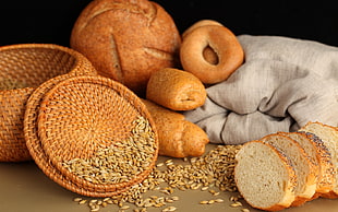 bread with wicker basket
