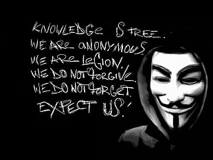 white text overlay on black background, Anonymous