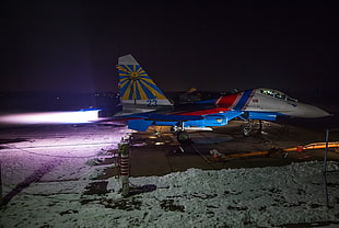 red and red jet plane, Su-27