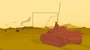 red battle tank vector clip art, minimalism, selective coloring, tank, war