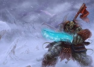 Orc holding sword painting