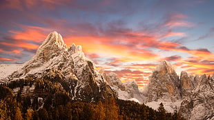 icy mountain landscape, nature, landscape, sunset, mountains HD wallpaper
