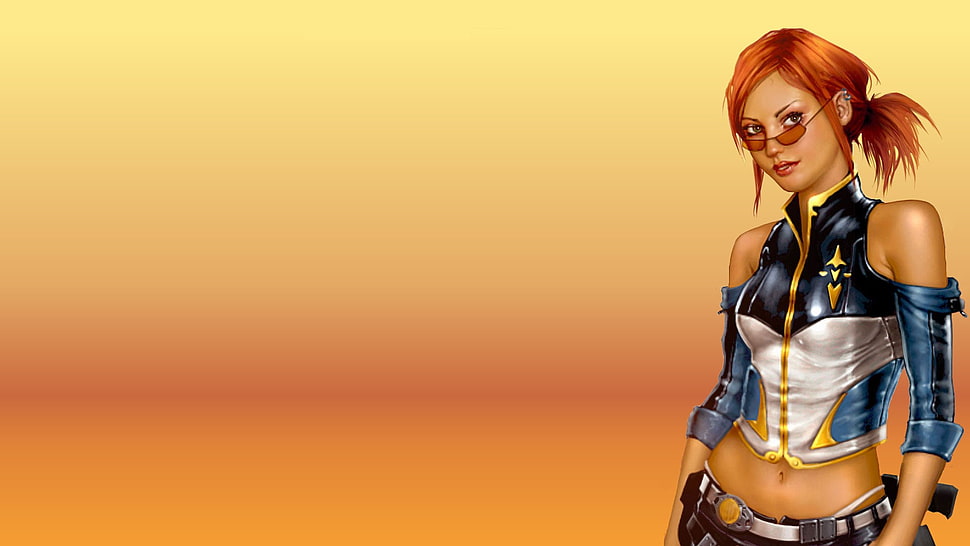 orange haired female anime character, sin , video games HD wallpaper
