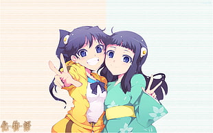 two blue-haired anime, anime, Monogatari Series, Araragi Karen, Araragi Tsukihi