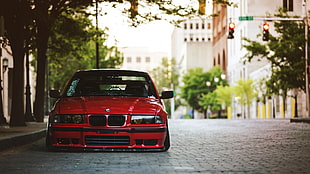 red BMW car, car, BMW, tuning, BMW E36 HD wallpaper