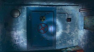 digital painting of vault door with nuclear signage, radioactive