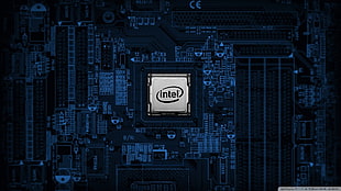 black Intel computer motherboard, Intel, microchip