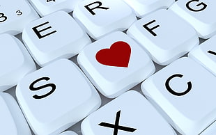 red heart print keyboard illustration