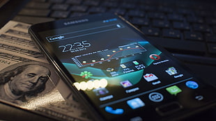 black Samsung Galaxy smartphone