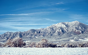 photo of mountain during winter season