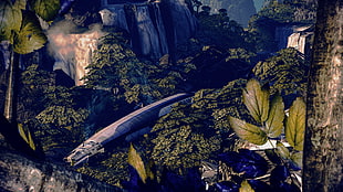 green tree leaf, Mass Effect 3, Normandy SR-2, science fiction, video games HD wallpaper