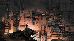 animated person wearing red cape standing on building during night time