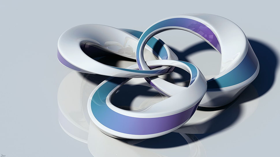 three woven hoops on white textile HD wallpaper