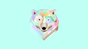 multicolored bear logo, Facets, animals, polar bears, digital art HD wallpaper