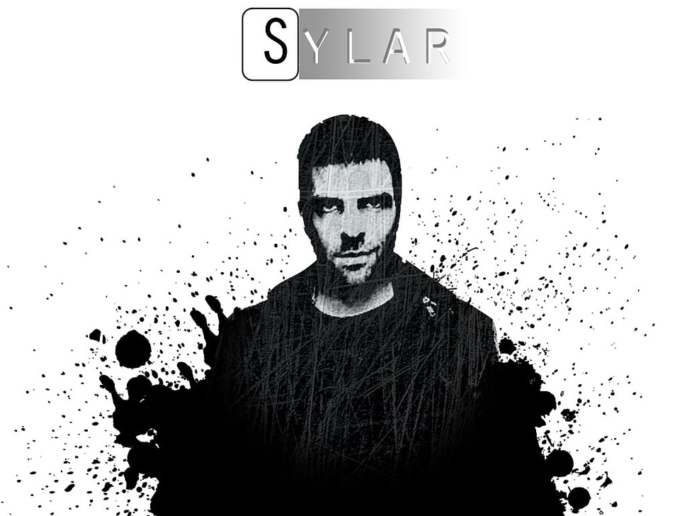 Sylap text with man's portrait illustration, Gabriel Gray, hero, Zachary Quinto, Sylar (Heroes) HD wallpaper