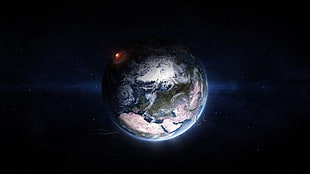 earth illustration, planet, Earth, space, stars