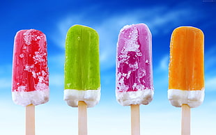 four assorted popsicles HD wallpaper