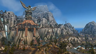 gray eagle stone, World of Warcraft, highmountain, Legion HD wallpaper