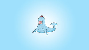 blue walrus cartoon character illustration, walruses, Bazibu, blue, animals