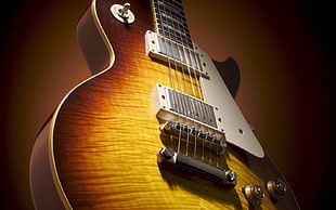 brown and yellow electric guitar, Gibson, guitar HD wallpaper