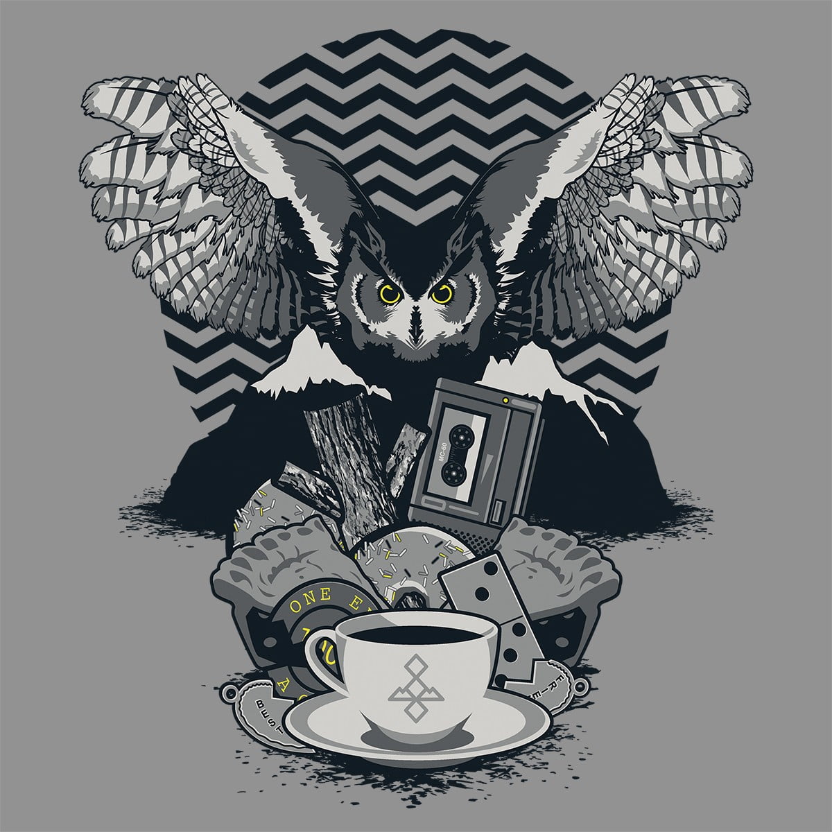 Owl and coffeecup digital wallpaper, twin peaks, minimalism HD ...
