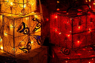 two red and orange lantern lamps