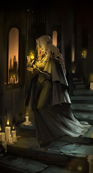 female character in black outfit illustration, fantasy art, magic, Dark Souls III