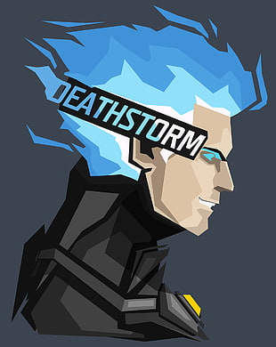Deathstorm character illustration, Deathstorm, gray background, DC Comics