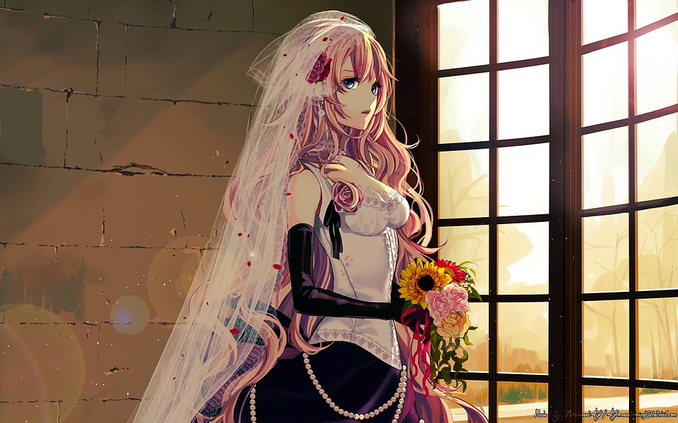 pink haired bride anime digital wallpaper, Vocaloid, Megurine Luka HD wallpaper