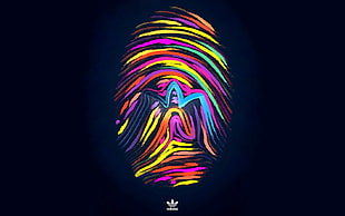 multicolored fingerprint artwork, Adidas, logo HD wallpaper