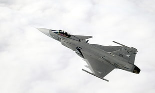 grey fighter plane, JAS-39 Gripen, jet fighter, airplane, aircraft HD wallpaper