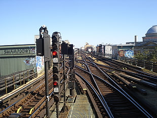 black and brown train tracks, Queens (burrough), Maryland Transit Association HD wallpaper